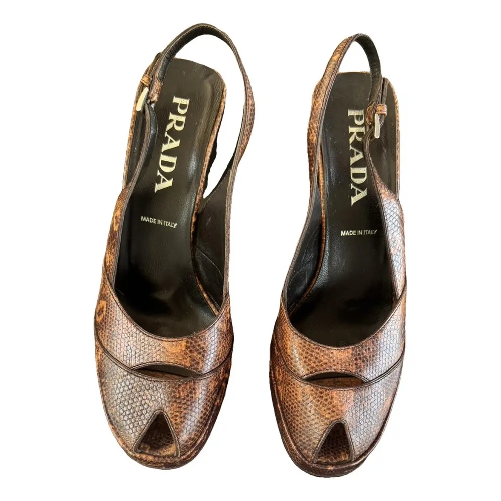 Prada Brown Textured Slingback Heels size 38